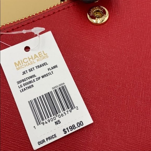 Michael Kors Large Double Zip Wristlet Leather Flame Color - Picture 14 of 15